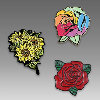 Metal Enamel Flower Lapel Pin factory